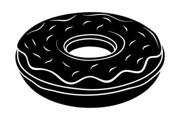 3d donut, silhouette black color vector illustration