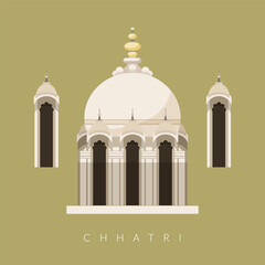 Chhatri - Semi-open, Elevated, Dome-Shaped Pavilions Elements - Stock Illustration