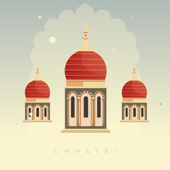 Fototapeta premium Chhatri - Semi-open, Elevated, Dome-Shaped Pavilions Elements - Stock Illustration