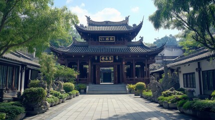 Quanzhou Fuwenmiao is an ancient Chinese temple with intricate wood carvings, showcasing the traditional architectural style of Fujian province.