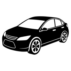 Fototapeta premium Printable car silhouette vector for all your creative projects. Ideal for mugs, books, posters, and digital use on a clean white background.