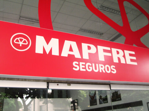 Insurance company called MAPFRE (Mutual Insurance of the Rural Property Group of Spain). EDITORIAL ILLUSTRATIVE,EDITORIAL,CARACAS,VENEZUELA. OCTOBER 06, 2024.