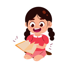 cute girl reading and learning