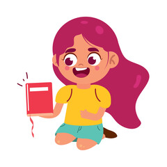 happy girl cartoon learning