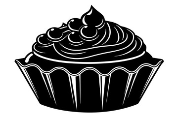 3d food dessert, silhouette black color vector illustration 