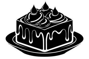 3d food dessert, silhouette black color vector illustration 