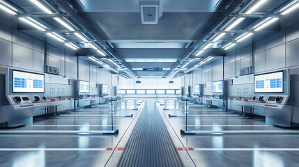 High-Tech Indoor Shooting Range with Modern Equipment and Digital Displays. Concept of Advanced Firearm Training, Cutting-Edge Technology, Precision Practice