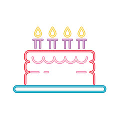neon cake with candles for birthday