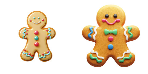 Smiling Gingerbread Man Cookies. Illustration.on transparent, white background, isolate PNG