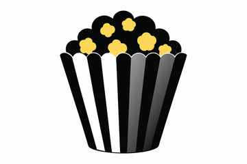 3d  popcorn, silhouette black color vector illustration 
