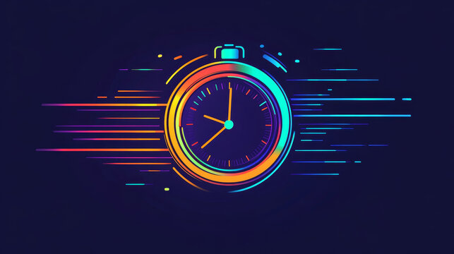 "A fast time logo featuring a stopwatch, symbolizing speed and efficiency for quick delivery, express and urgent services. It represents deadlines and delays in a clean vector line icon."

