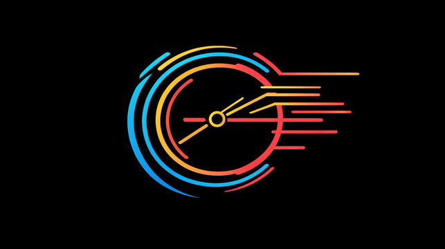 "A fast time logo featuring a stopwatch, symbolizing speed and efficiency for quick delivery, express and urgent services. It represents deadlines and delays in a clean vector line icon."
