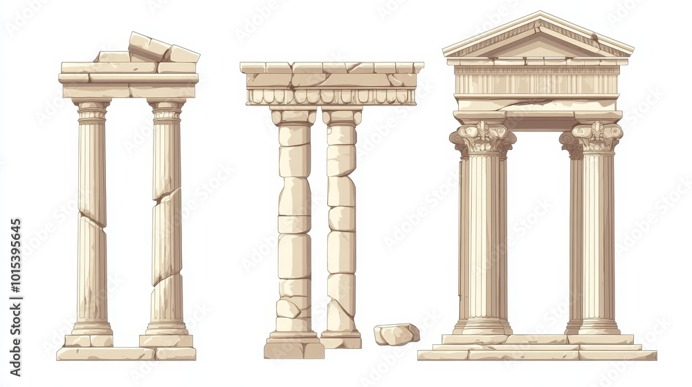 Canvas Prints set of ancient greek temple with columns. vector illustration isolated on white background.
