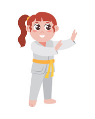 cartoon little girl practicing karate