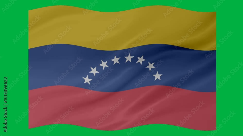 Poster venezuela waving flag loop animation with glowing 3d shade isolated on green background