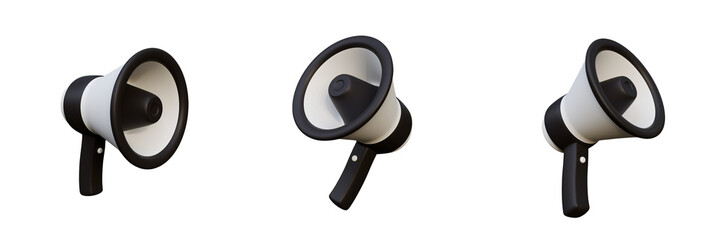 Megafon set 3D render in different angles