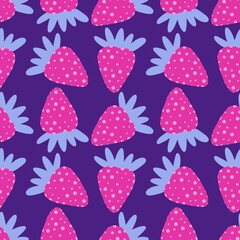 Cartoon summer fruit seamless strawberry pattern for birthday wrapping paper