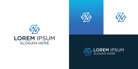 letter N S SN NS tech logo design template