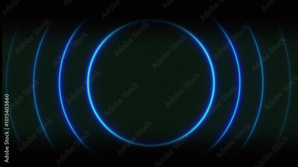 Poster radio wave signal . seamless looping animation, abstract glowing neon radio wave animation on black 