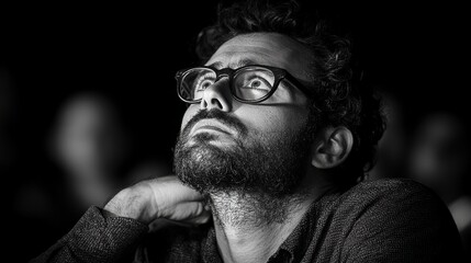 Obraz premium A man gazes thoughtfully, lost in contemplation.