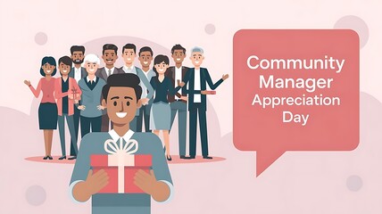 Community Manager Appreciation Day with a group illustration for recognition events or corporate celebrations
