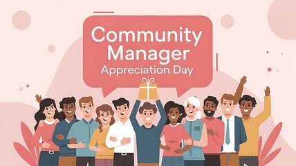 Community Manager Appreciation Day with a group illustration for recognition events or corporate celebrations