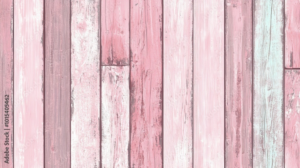 Poster beautiful pink wood background with old painted boards creating rustic charm. ideal for adding chara