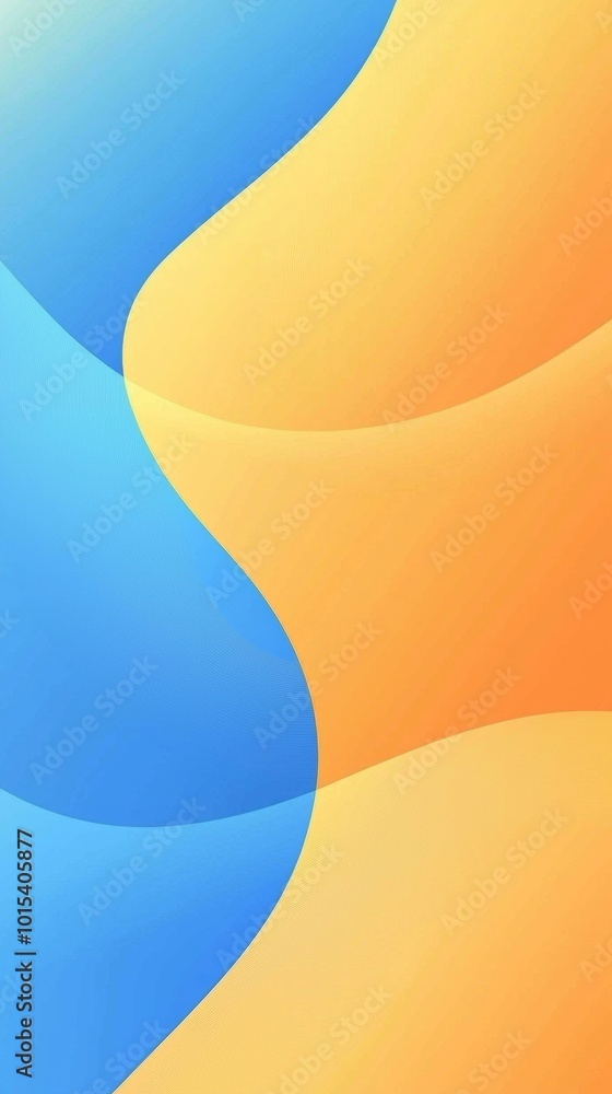 Poster smooth waves of blue and orange form an abstract background with plenty of copy space, ideal for a w