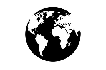 Globe and World Map Silhouette Icon