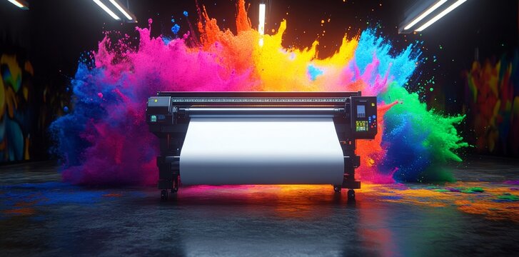 Large format printer in the office with generative AI.