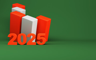 2025 new year digits with blocks on green background