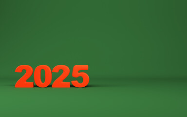 2025 new year digits on green background