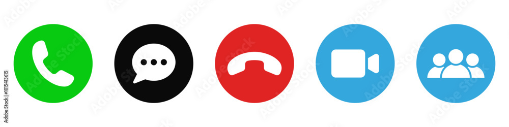 Fototapete phone call icon answer, accept and decline call icons with green and red buttons , group of people i