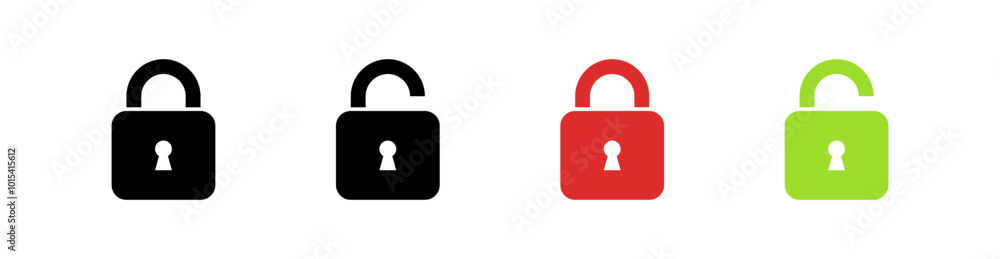 Poster lock icon set. locked and unlocked icon , privacy, secure, private, security icons - padlock icon bu
