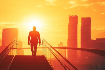 Photo of a businessman in a personal growth and development concept.