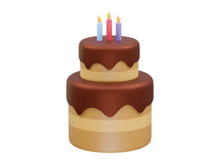  Birthday cake icon with candles vector render