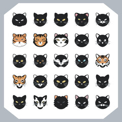 Set of logotype cat silhouette and Cat head collection, collection of silhouette of Cats on white background