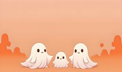 ghostly group with character on a warm orange gradient