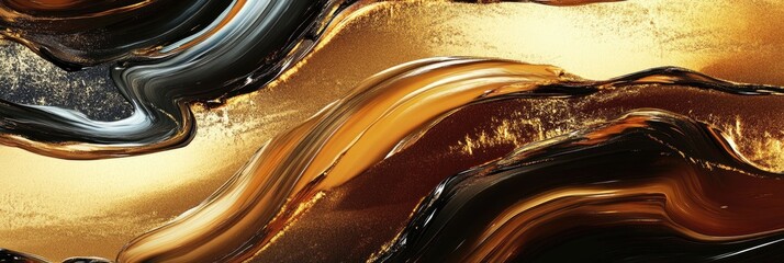 Wide brush strokes in metallic colors, creating a luxurious, high shine texture on a dark background