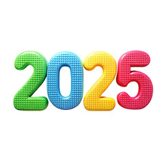 3D rendering Text Design for New Year 2025 Logo Blending with Modern Aesthetics carton style
