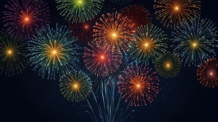 Fototapeta premium Colorful fireworks isolated on dark background