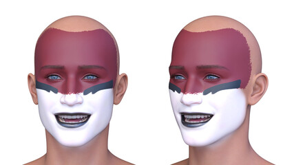 男性の顔アップ　3DCGレンダリング