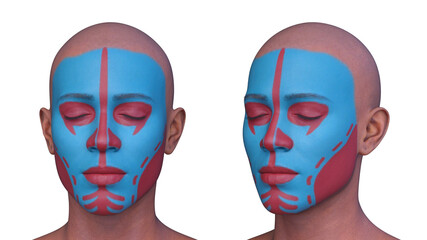 男性の顔アップ　3DCGレンダリング