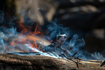 smokey fire pit closeup