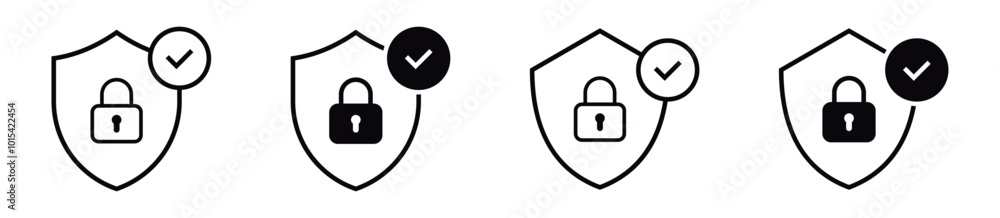 Aufkleber Shield check mark icon and shield lock icon privacy symbol - security shield protection icon with tick symbol. secure private sign