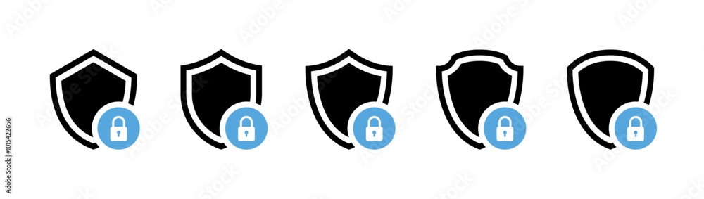 Poster Shield icon or security shield protection icon with lock symbol privacy icon , secure private security icons - padlock icon button - Keyhole icon, Door key hole button