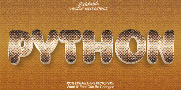 Python Vector Text Effect Editable Alphabet Animal Wildlife Reptile SnakeVenom Anaconda
