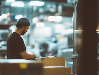 Photograph of a local worker in a packaging factory