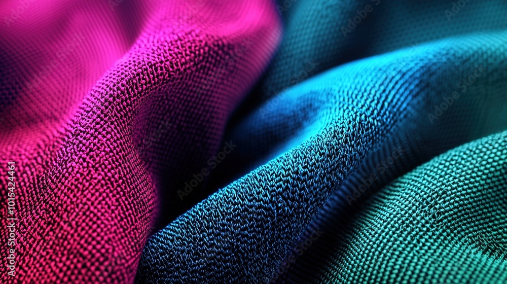 Poster a close-up of a vibrant cloth with a slightly out-of-focus image of its colorful background