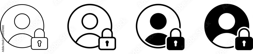 Aufkleber Lock user icon set. Security locked icon , login privacy, secure, private, security icons - Padlock icon button - Block user icon , Account register icon protection symbol
